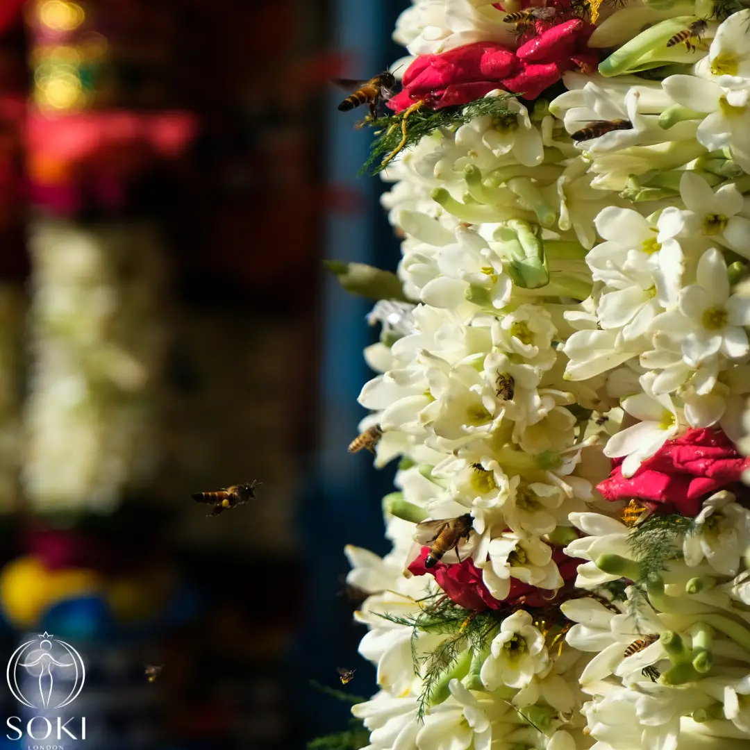 Hoa nhài dùng làm vòng hoa trang trí ở Ấn Độ